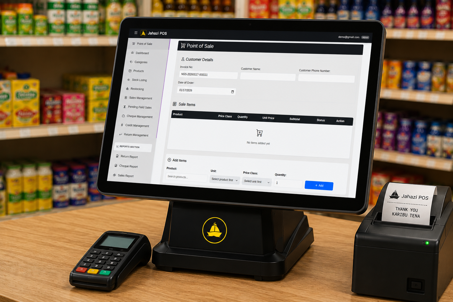 Jahazi POS cashier screen